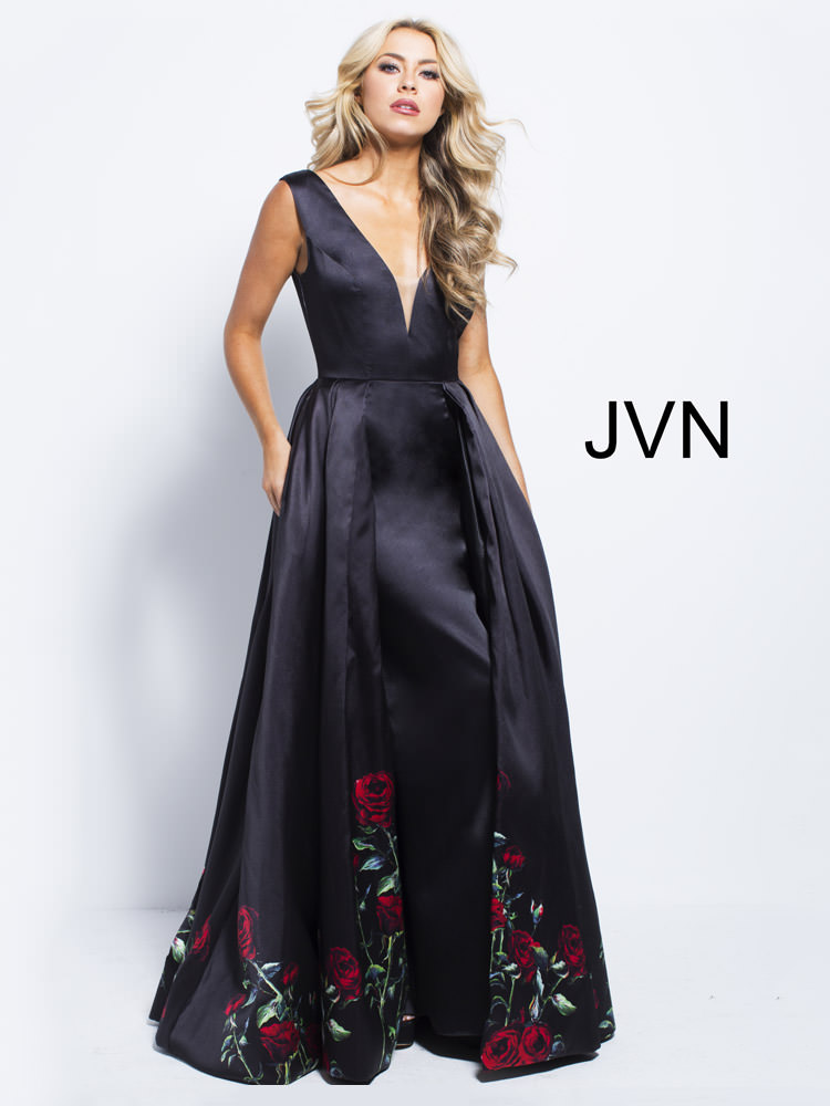 Monica's Bridal Jovani 53196, Style 711D13331 Black Floral Print on ...
