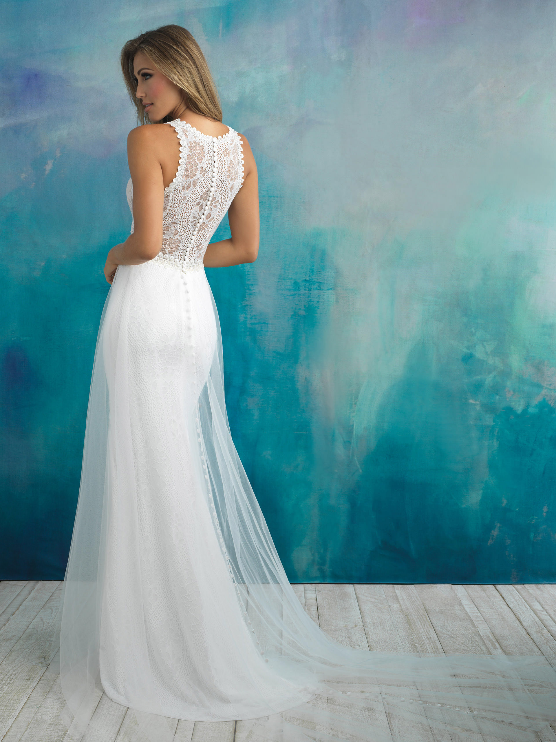 Monicas Bridal Allure Bridals 9518 Style 7117e0g45 Soft Scoop Neck Wedding Dress Scallop Trim 0413